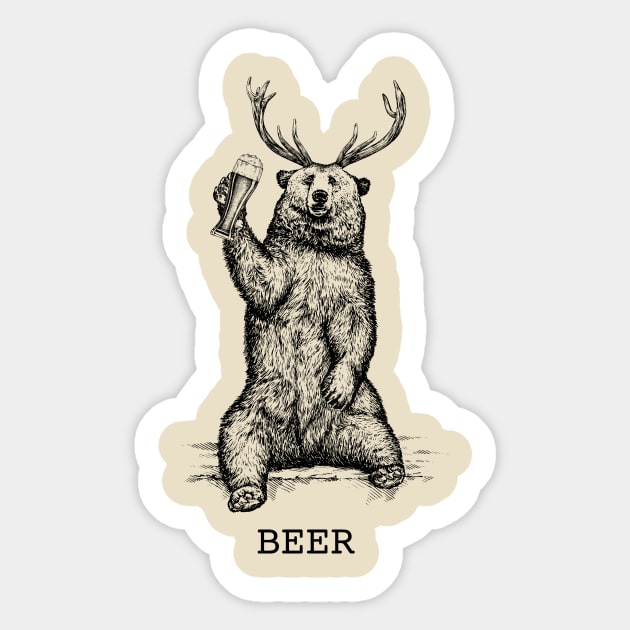 Bear + Deer = Beer Sticker by N8I